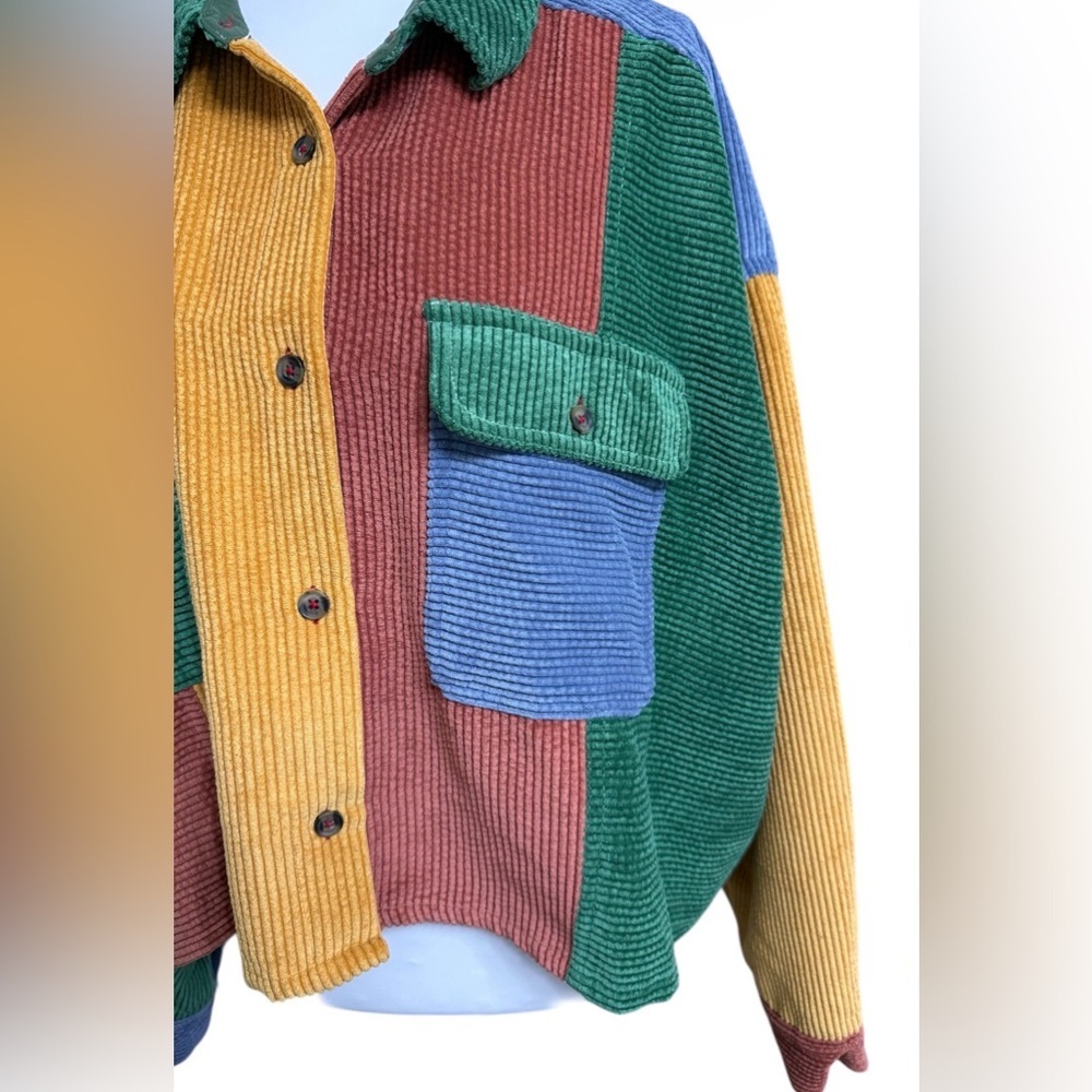 BDG Y2K COLORBLOCK CORDUROY JACKET SIZE M CROPPED PATCHWORK STREETWEAR RETRO - Picture 5 of 12